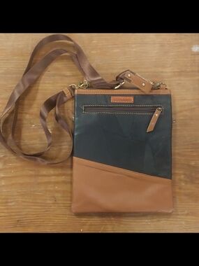 Two-Tone Black and Brown Women's Messenger Crossbody Bag